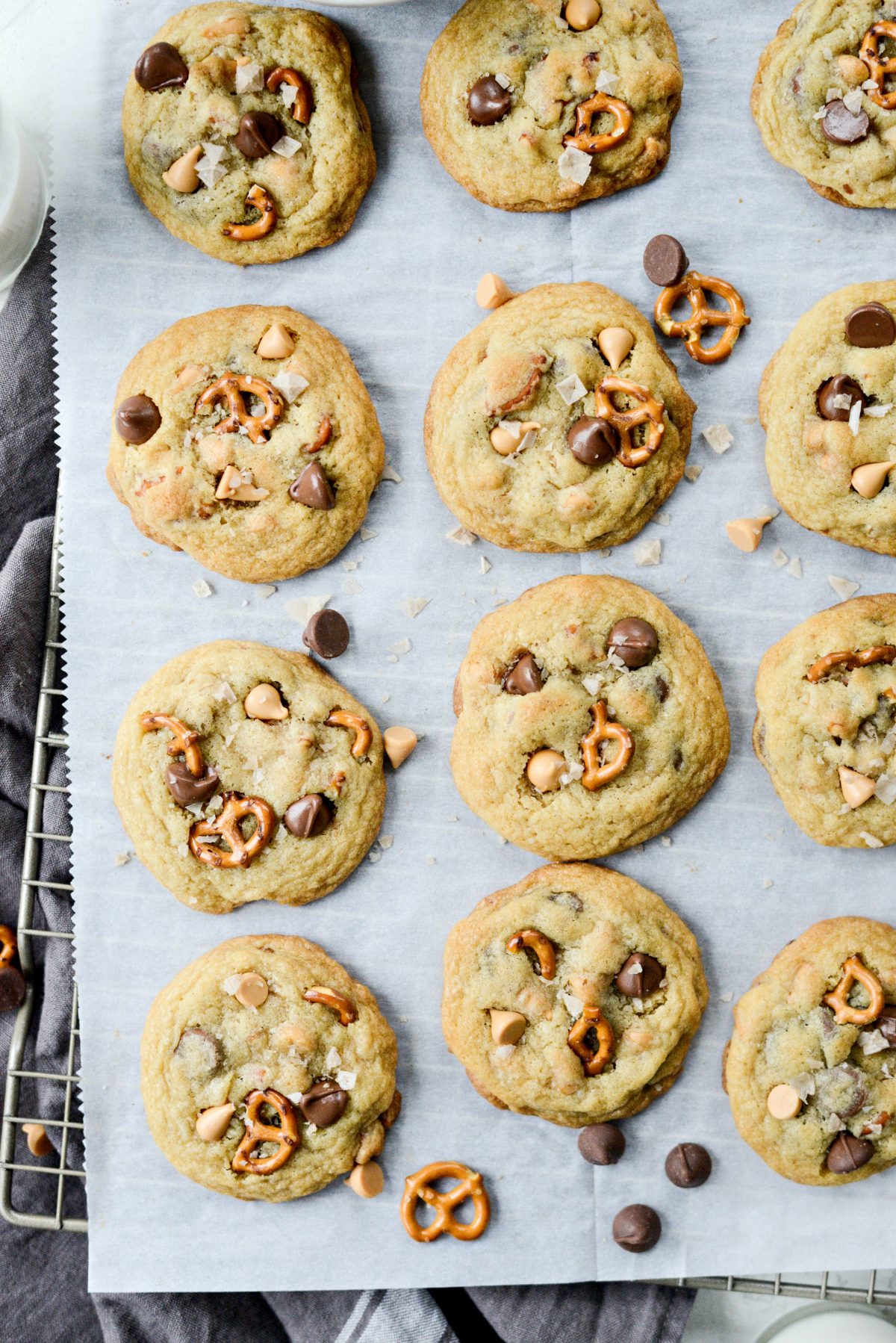 Sea Salt Chocolate Chip Butterscotch Pretzel Cookies