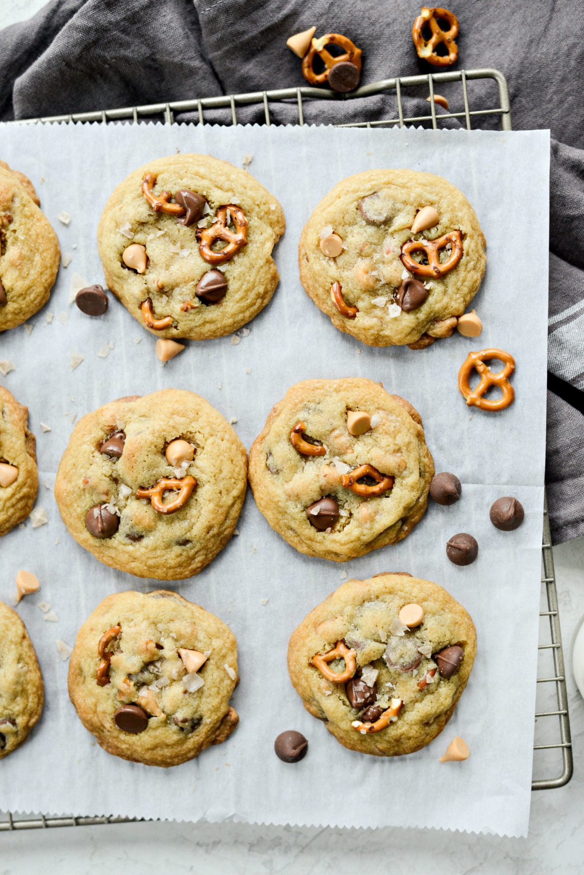 Sea Salt Chocolate Chip Butterscotch Pretzel Cookies 