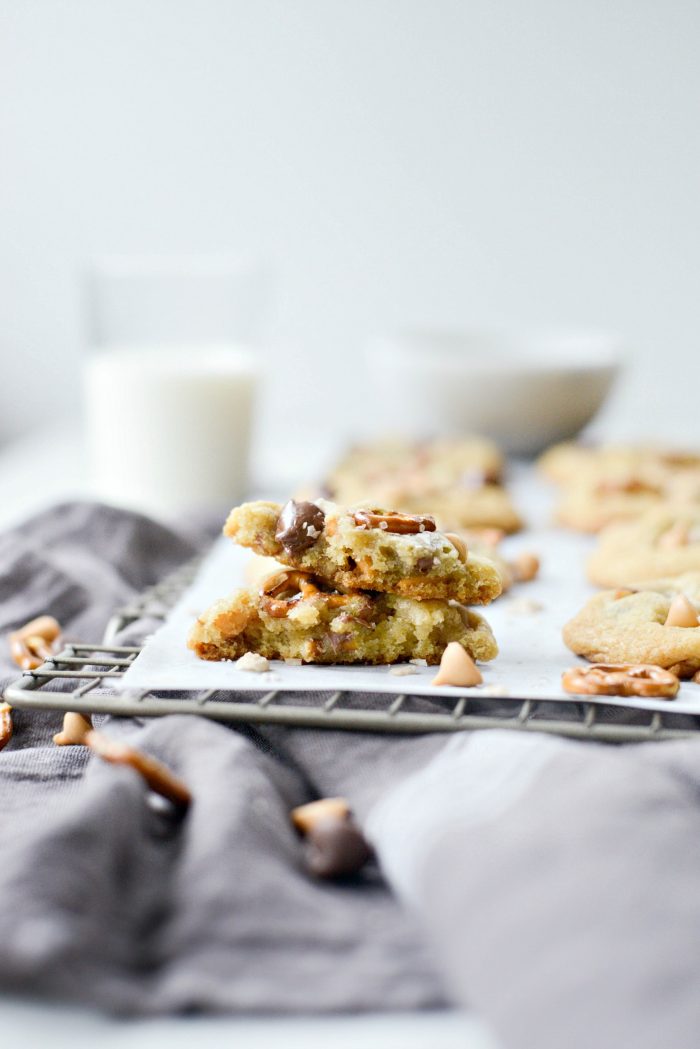 Sea Salt Chocolate Chip Butterscotch Pretzel Cookies