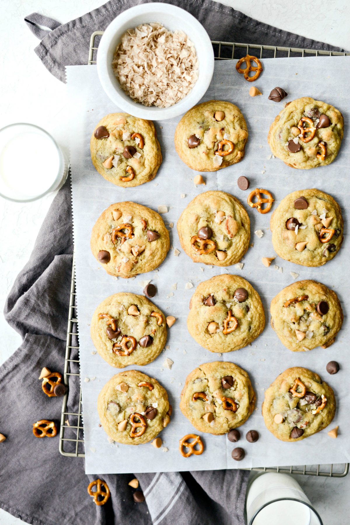 Sea Salt Chocolate Chip Butterscotch Pretzel Cookies