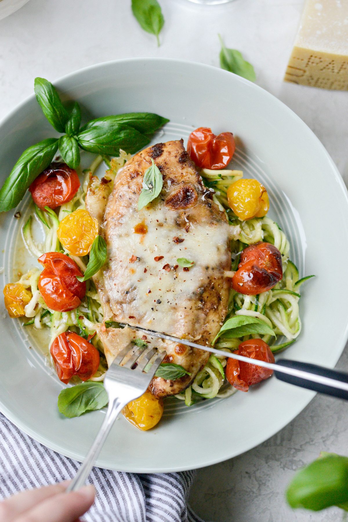 Sheet Pan Balsamic Basil Chicken with Burst Tomatoes