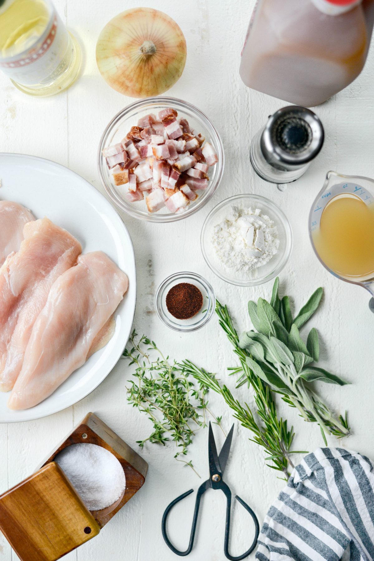 ingredients for Herb Apple Cider Bacon Chicken