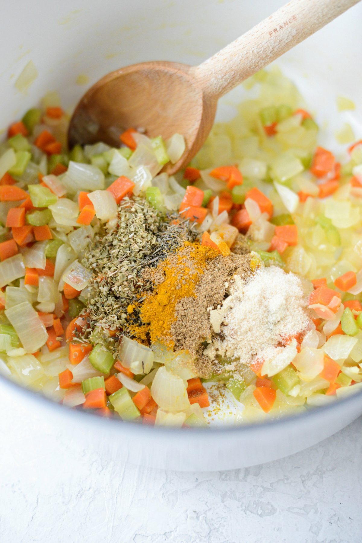 measure and add in dried herbs and spices