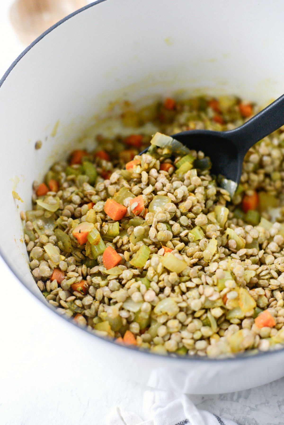 add in lentils and stir to combine.