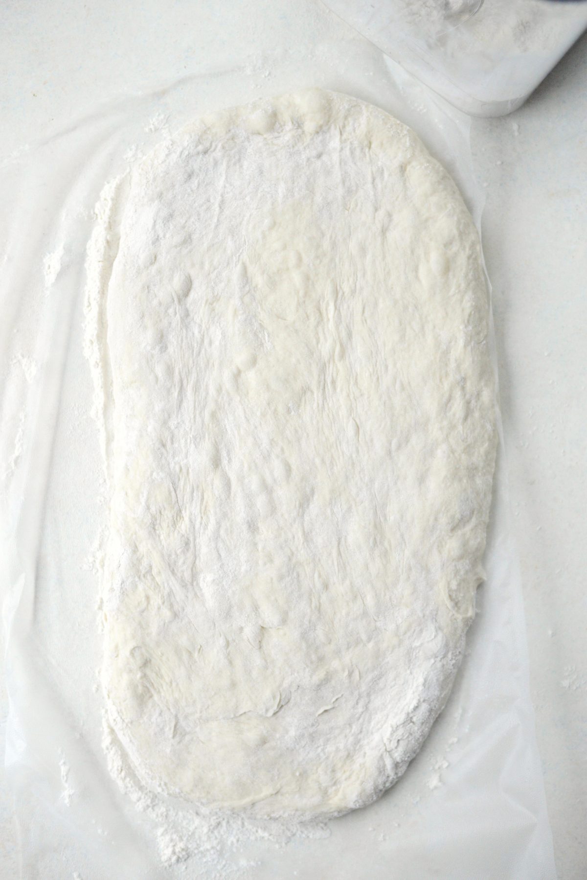 flat loaf shaped dough