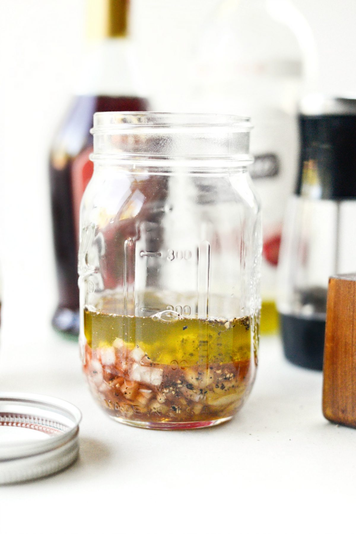 dressing ingredients in a jar