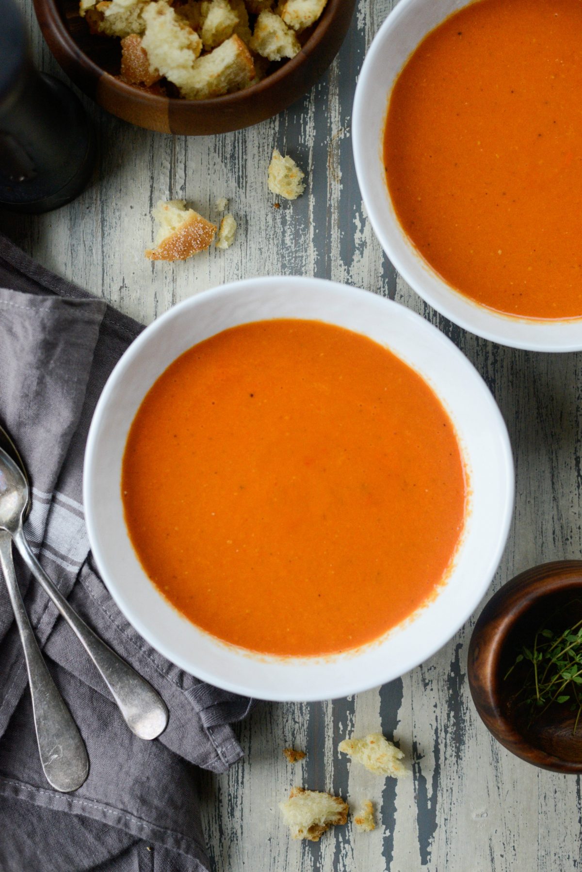 ladle soup into bowls.