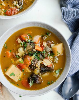 Slow Cooker Mushroom Barley Stew l SimplyScratch.com