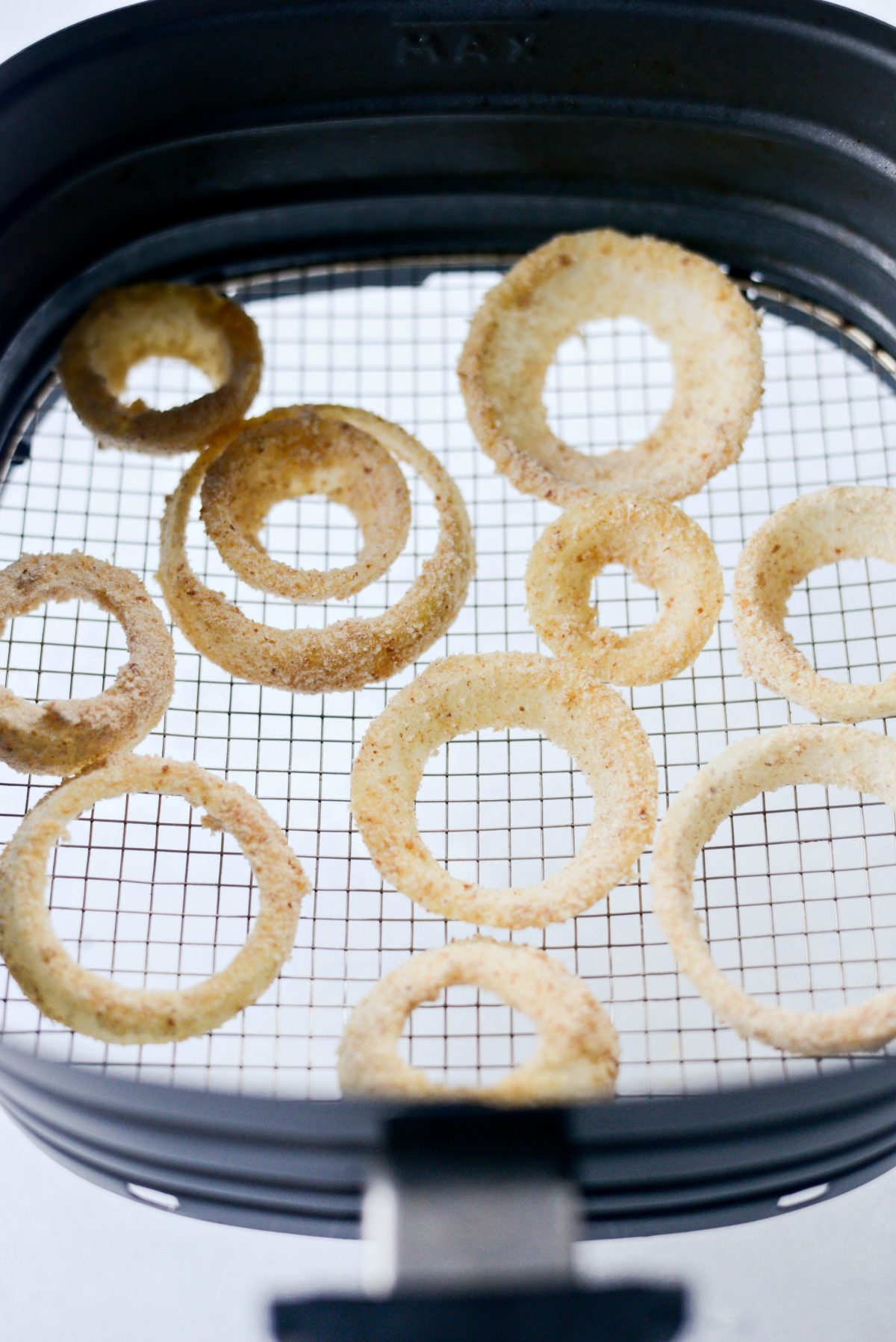 work in batches air frying the onion rings