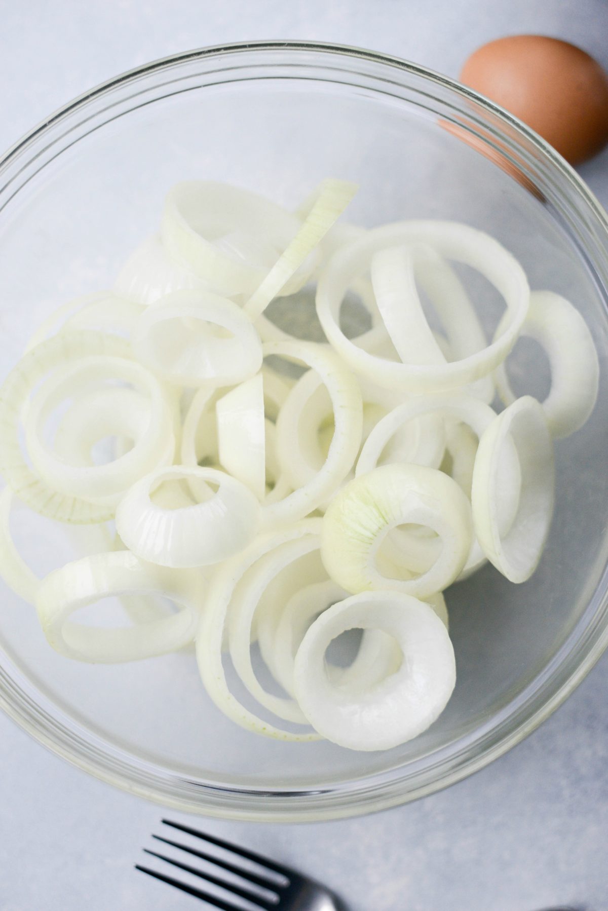 thick cut onions in a bowl