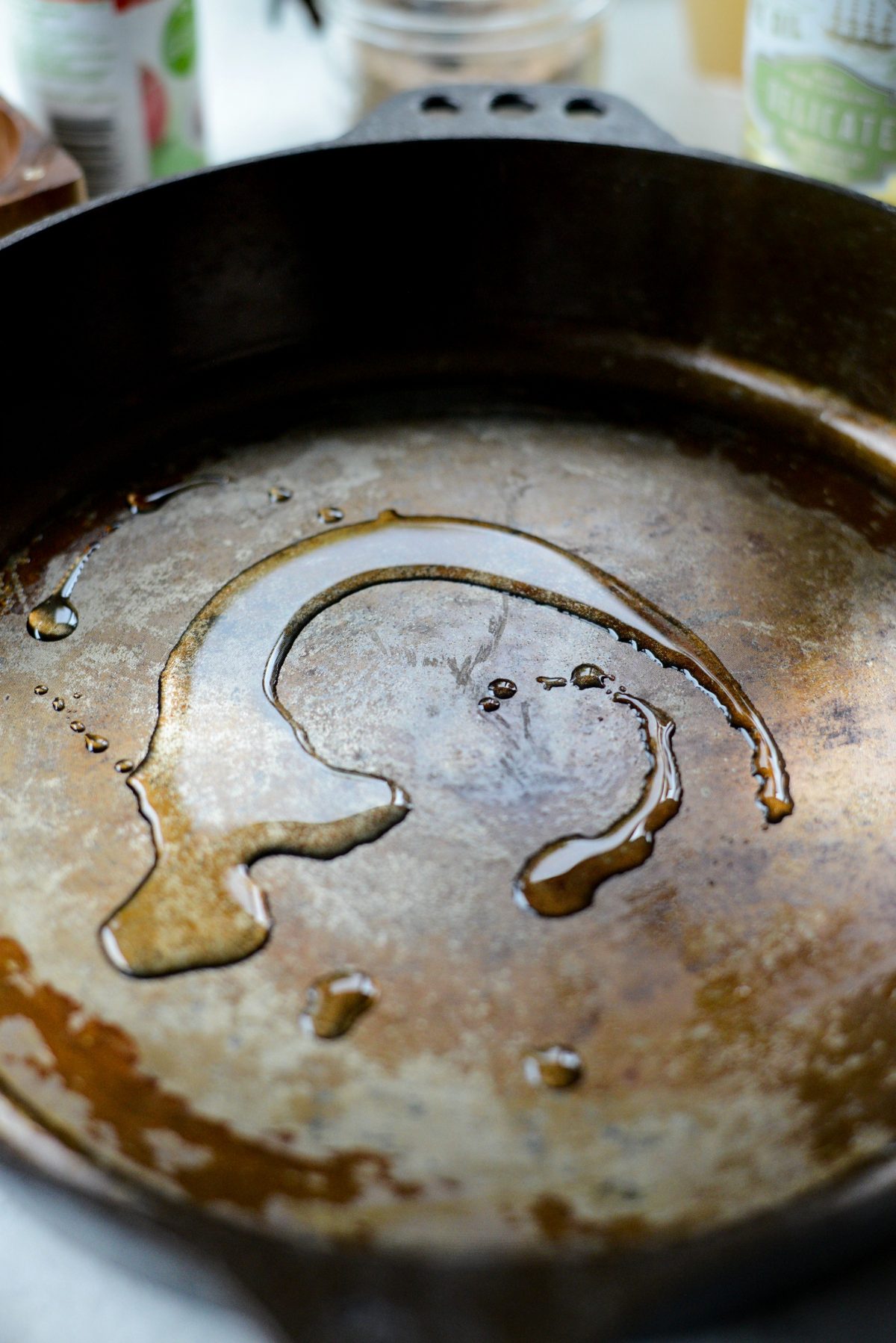 oil in a cast iron skillet.