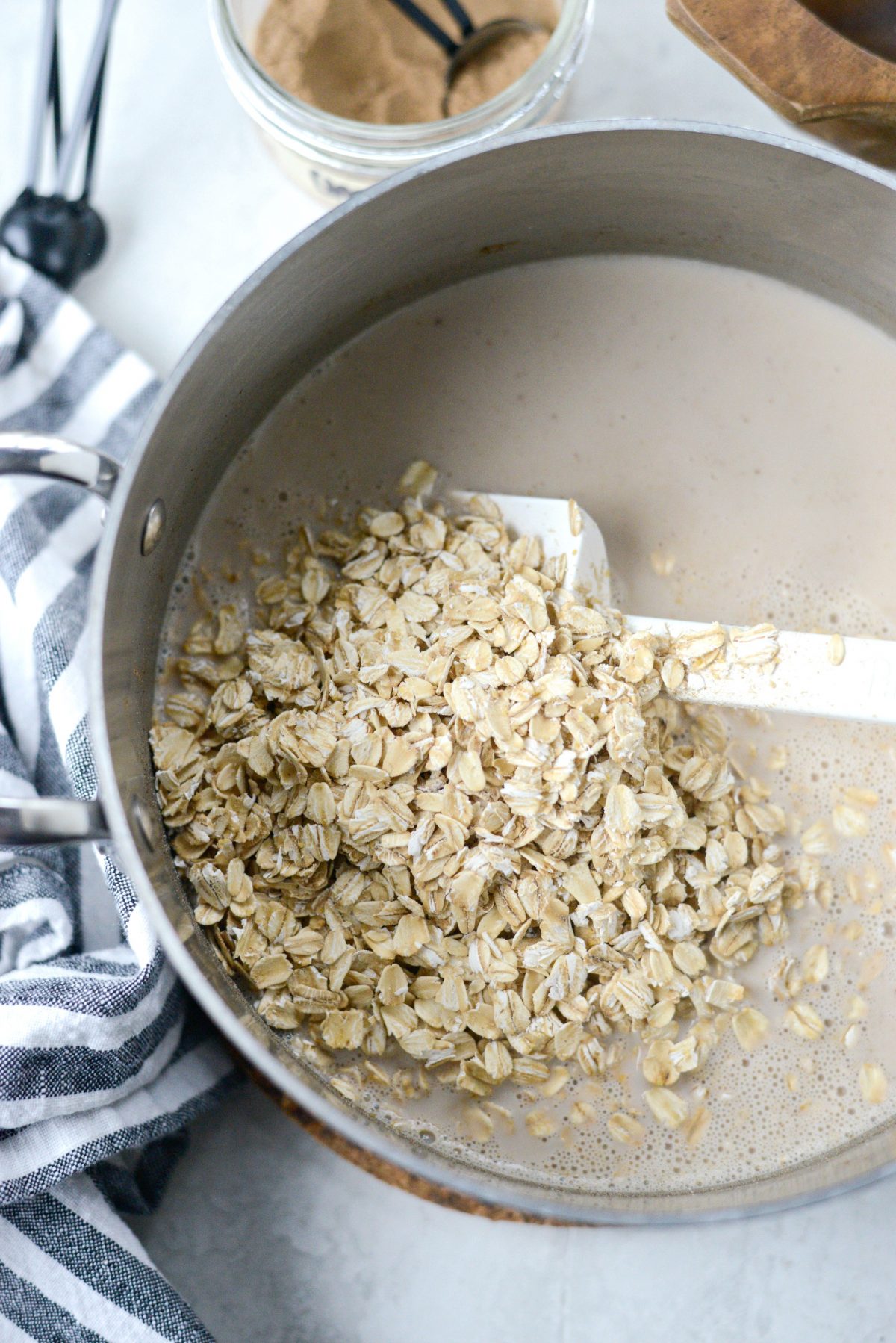 stirring in the oats.