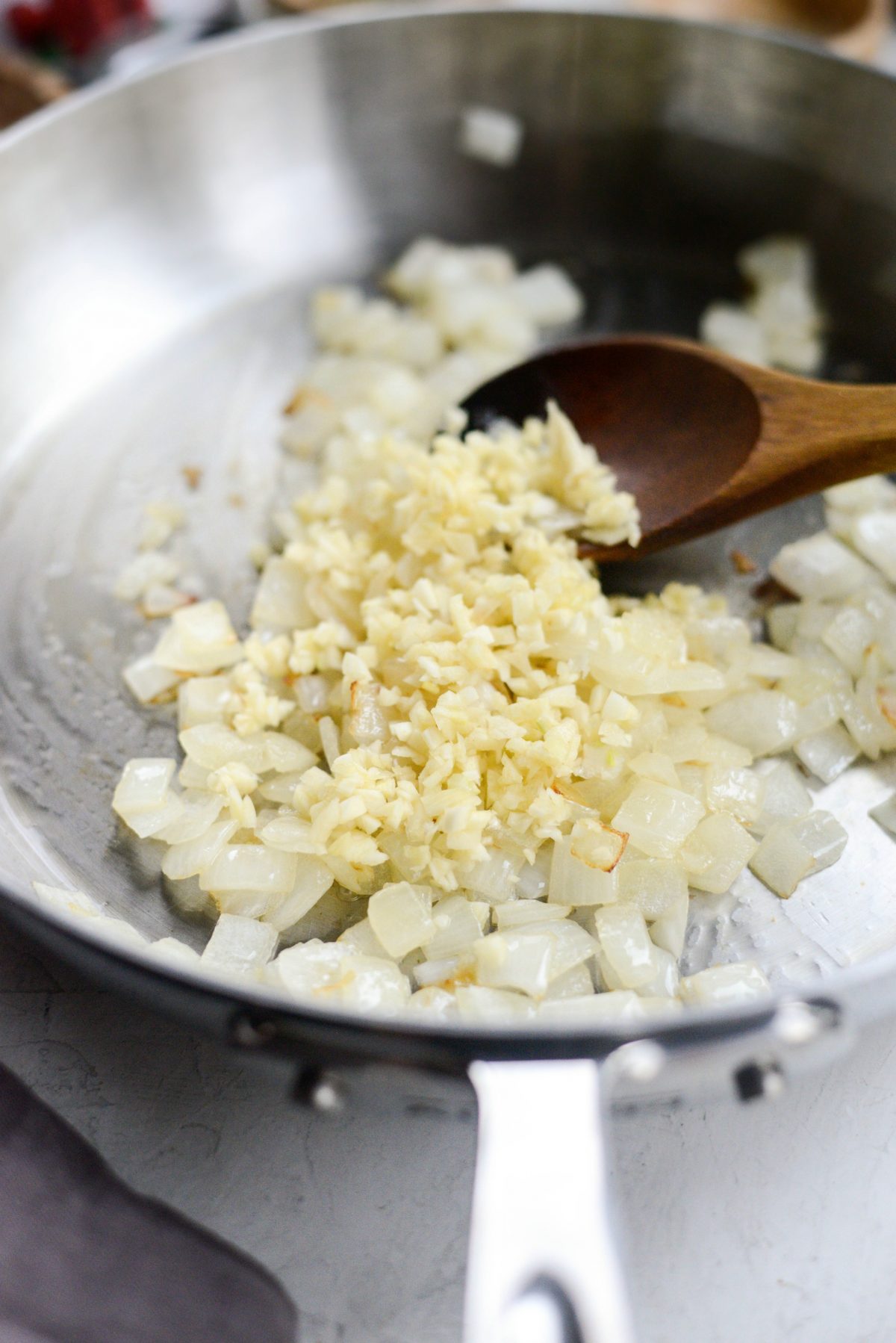 once sautéed add garlic