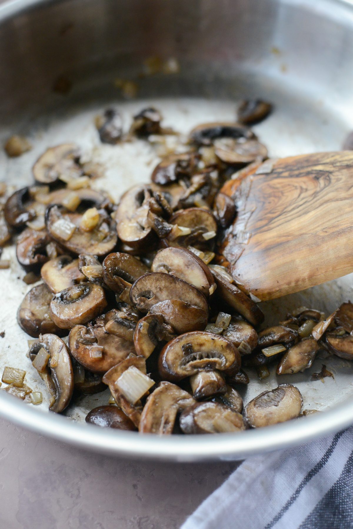 sautéed mushrooms in skillet