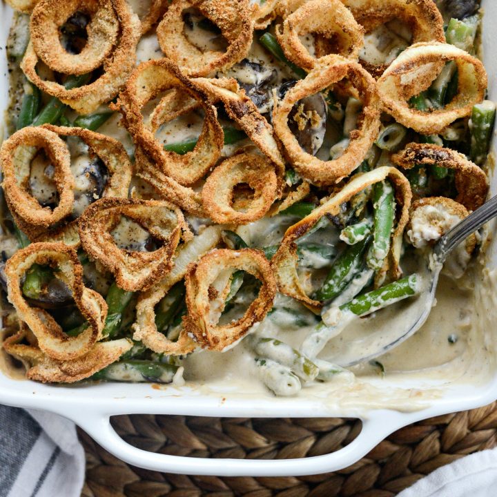 Fresh Green Bean Casserole with Onion Ring Topping Simply Scratch