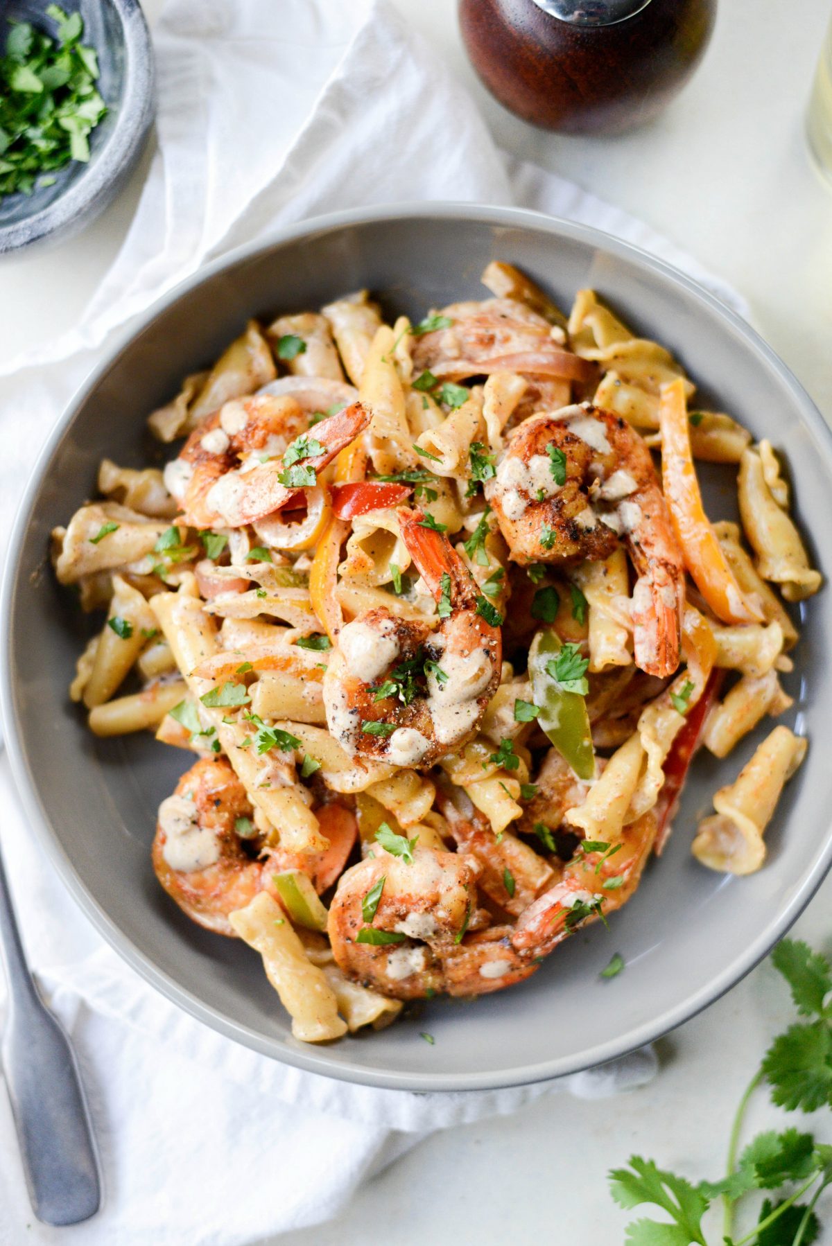 Garlicky Fajita Shrimp Pasta