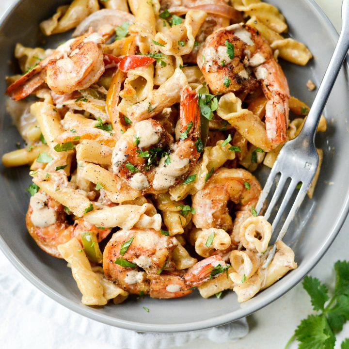 Garlicky Fajita Shrimp Pasta Simply Scratch