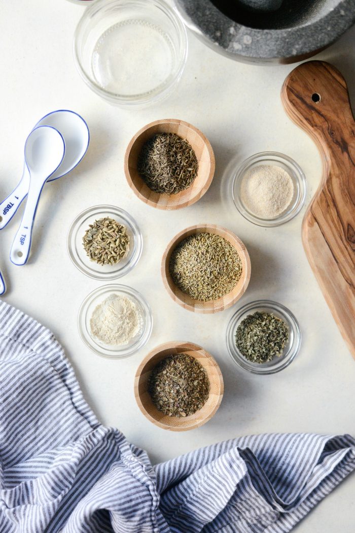 ingredients for Homemade Tuscan Seasoning Blend