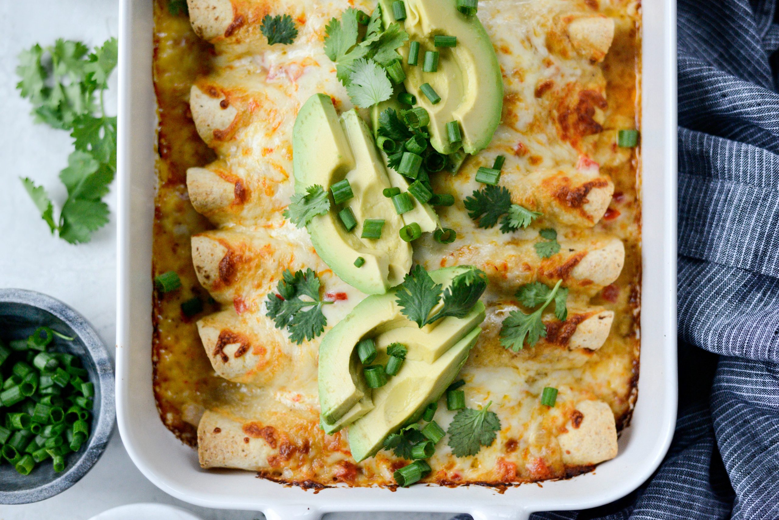 image of Lighter Chicken Enchiladas recipe by Simply Scratch