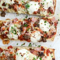 Meat Lovers Ciabatta Bread Pizza with Mozzarella Bombs l SimplyScratch.com