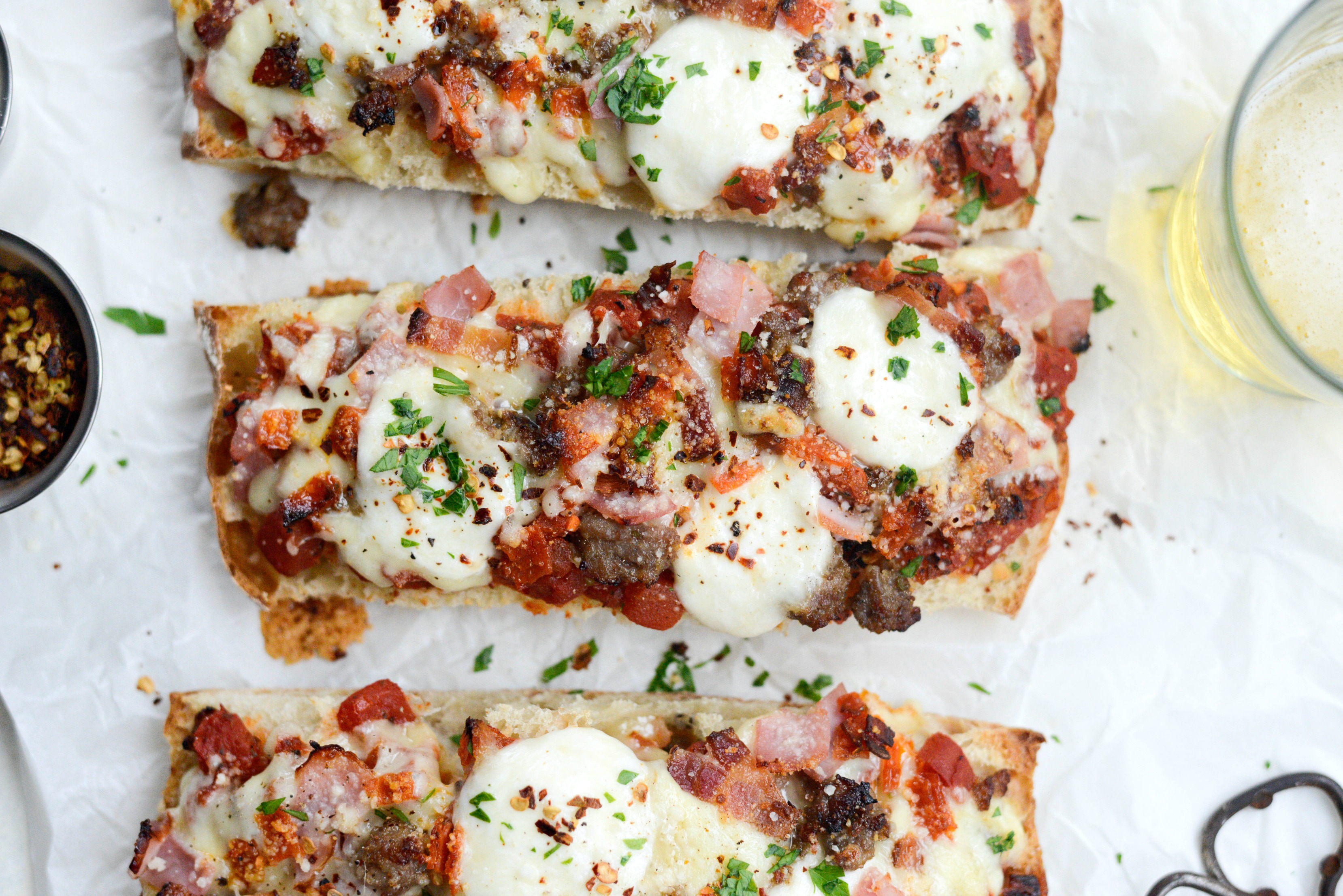 Meat Lovers Ciabatta Pizzas with Mozz Bombs - Simply Scratch
