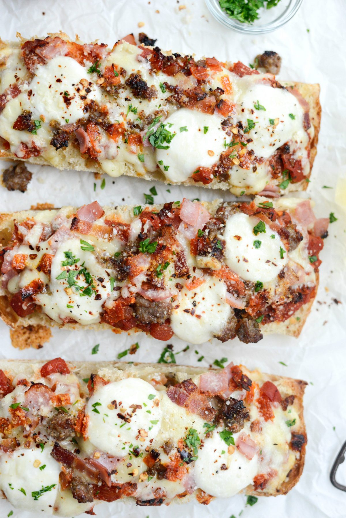 Meat Lovers Ciabatta Pizzas with Mozzarella Bombs