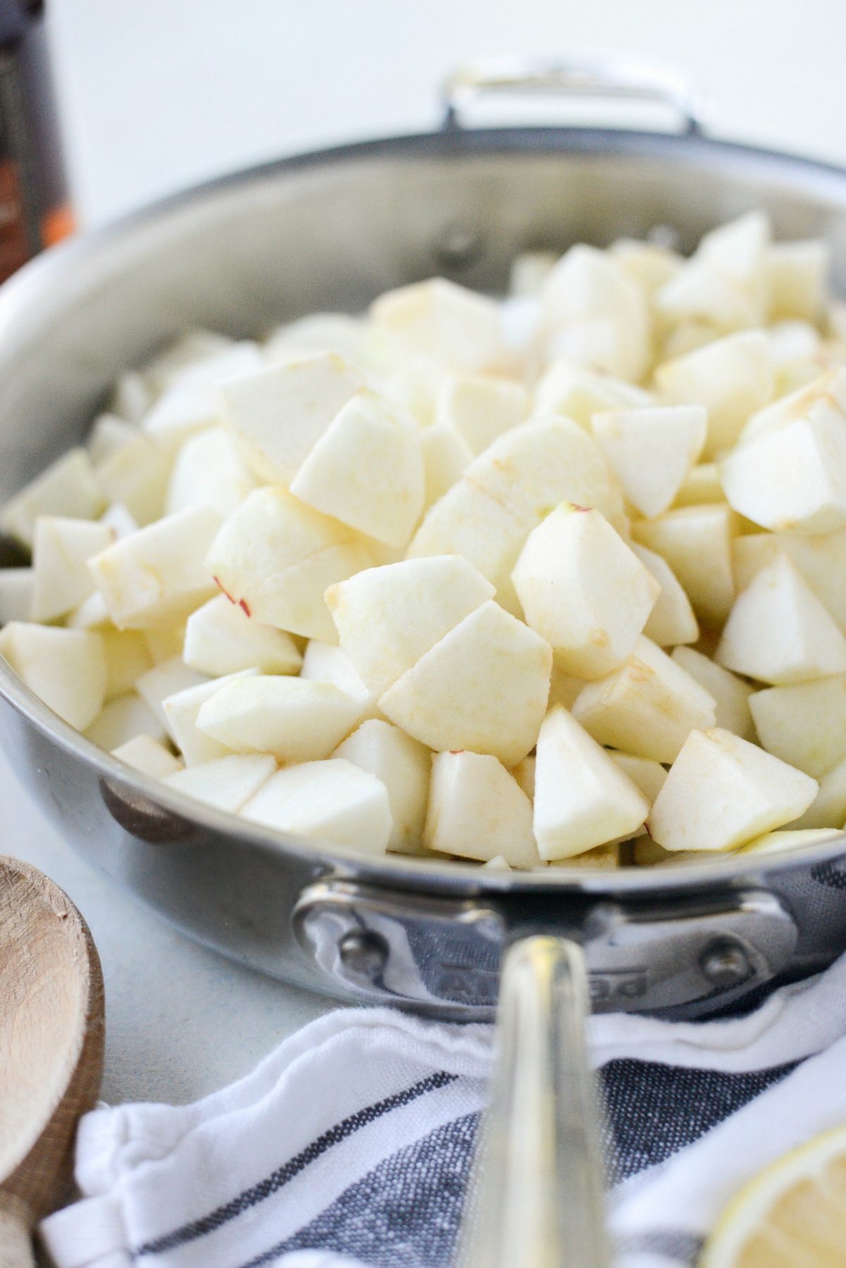 diced apples in skillet