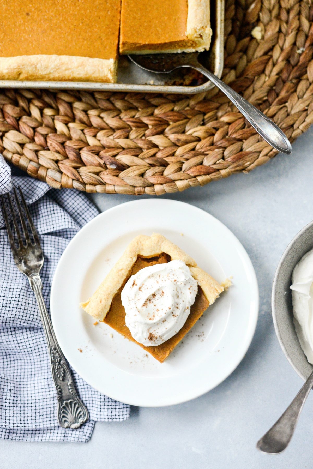Pumpkin Slab Pie with whipped cream