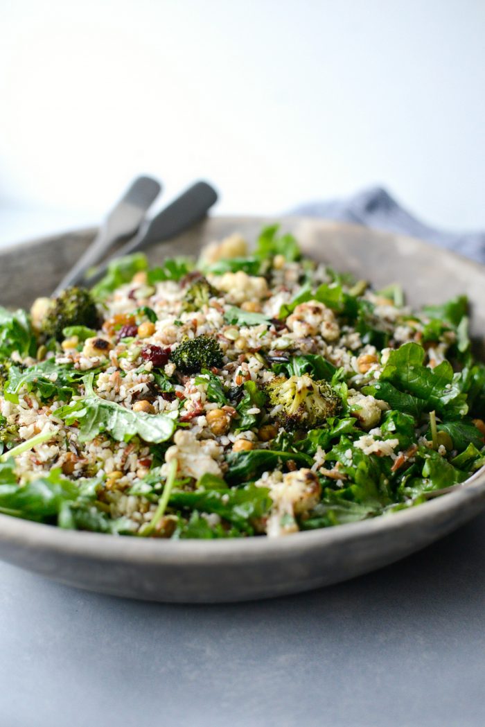 Roasted Broccoli Cauliflower Kale Salad l SimplyScratch.com