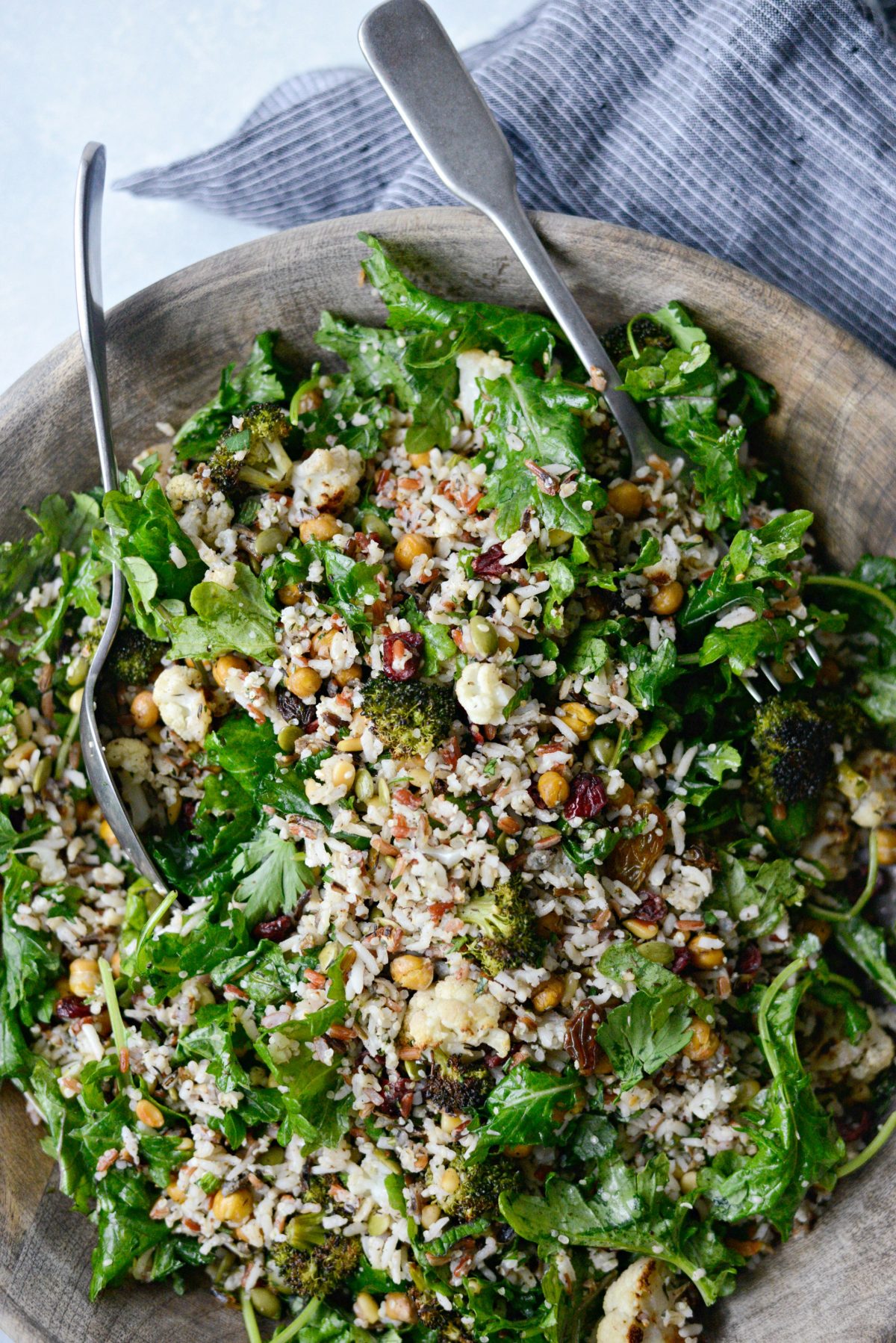 Roasted Broccoli Cauliflower Kale Salad - Simply Scratch