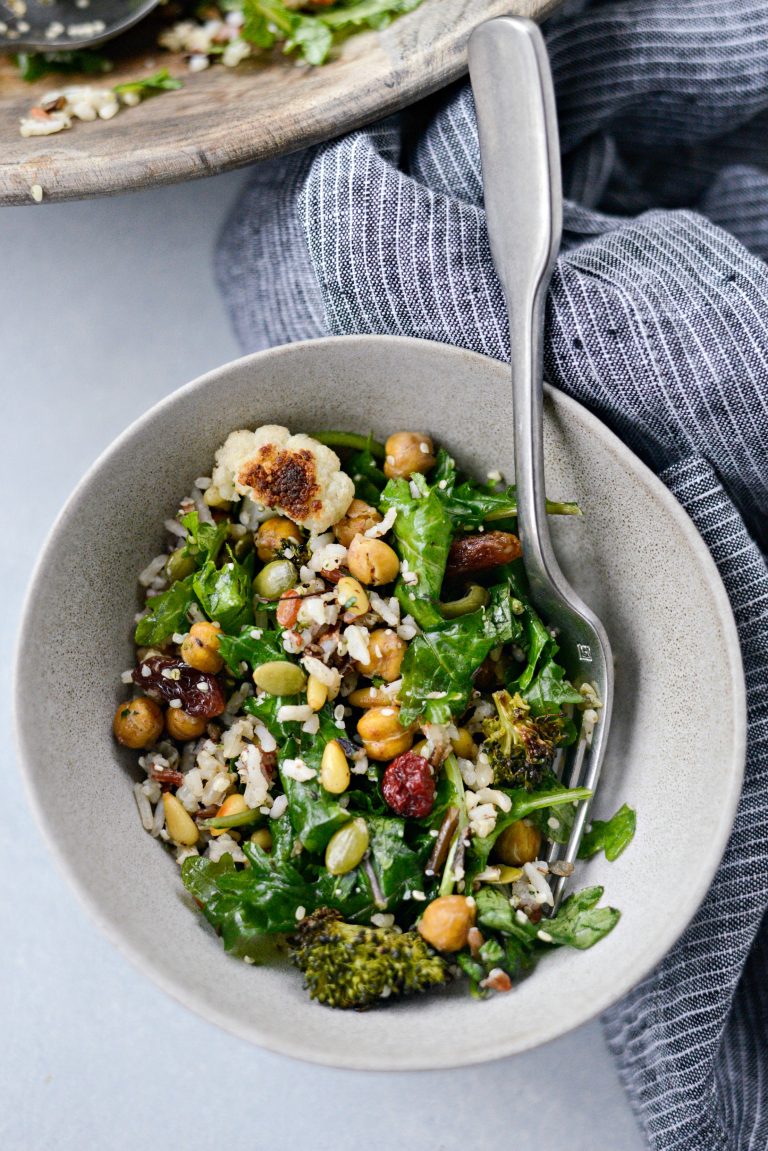 Roasted Broccoli Cauliflower Kale Salad Simply Scratch