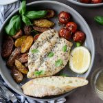 Tuscan Chicken and Potato Sheet Pan Dinner with Balsamic Burst Tomatoes l SimplyScratch.com
