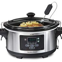 Hamilton Beach 33969A 6-Quart Programmable Set & Forget w/Temperature Probe Slow Cooker, Stainless Steel