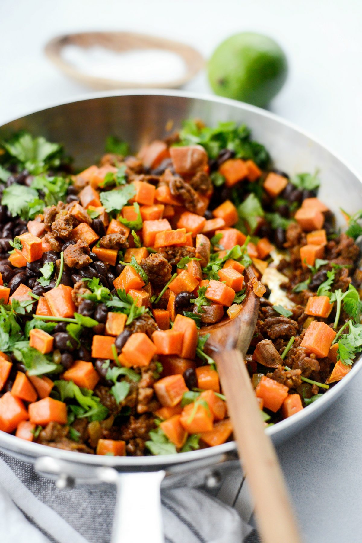 cilantro in Chorizo Sweet Potato Black Bean Tacos filling