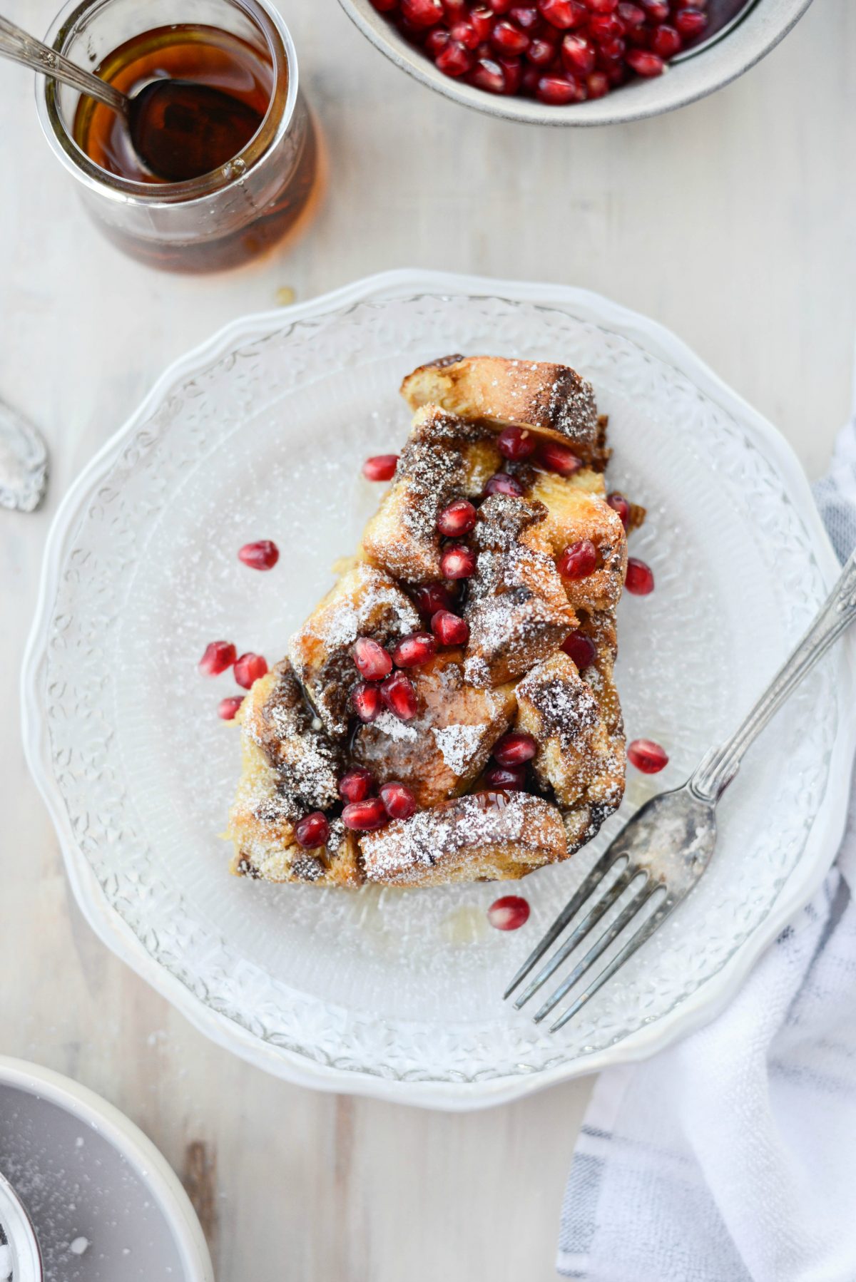 Gingerbread French Toast Bake on a glass plate