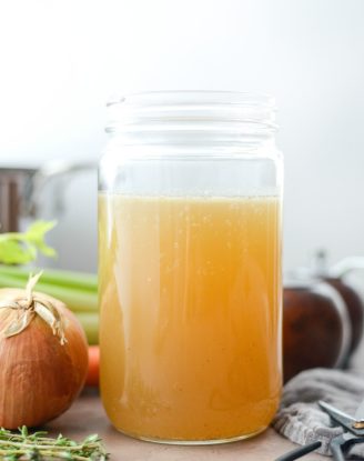 Homemade Turkey Stock in jar