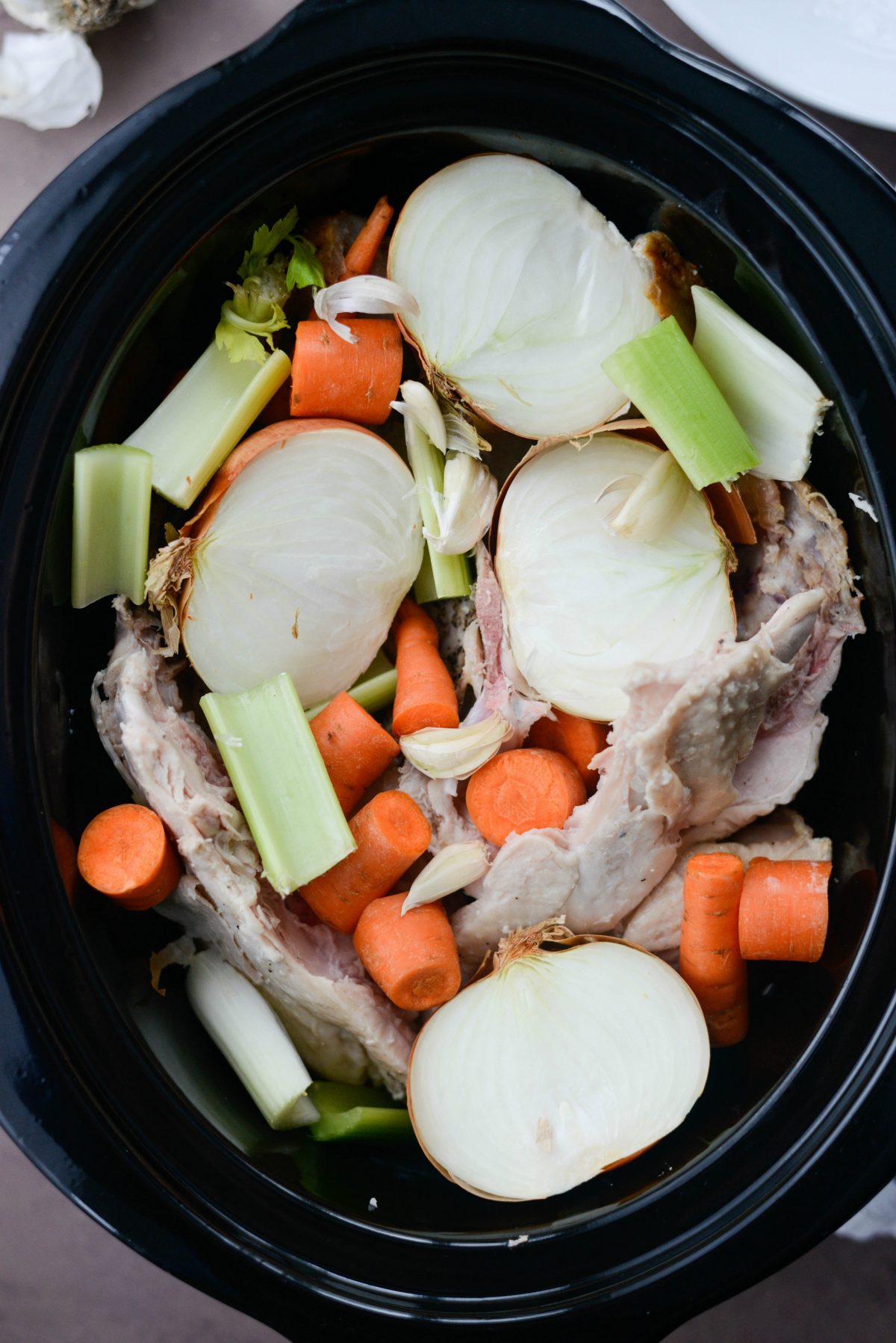 veggies added to slow cooker