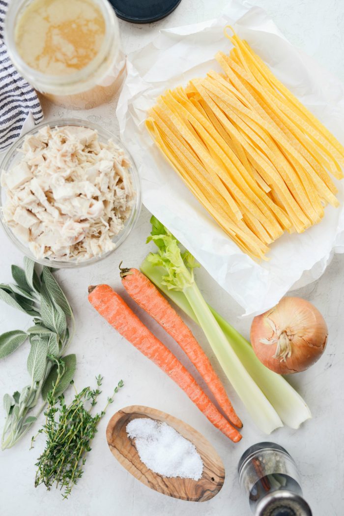 ingredients for Leftover Turkey Noodle Soup