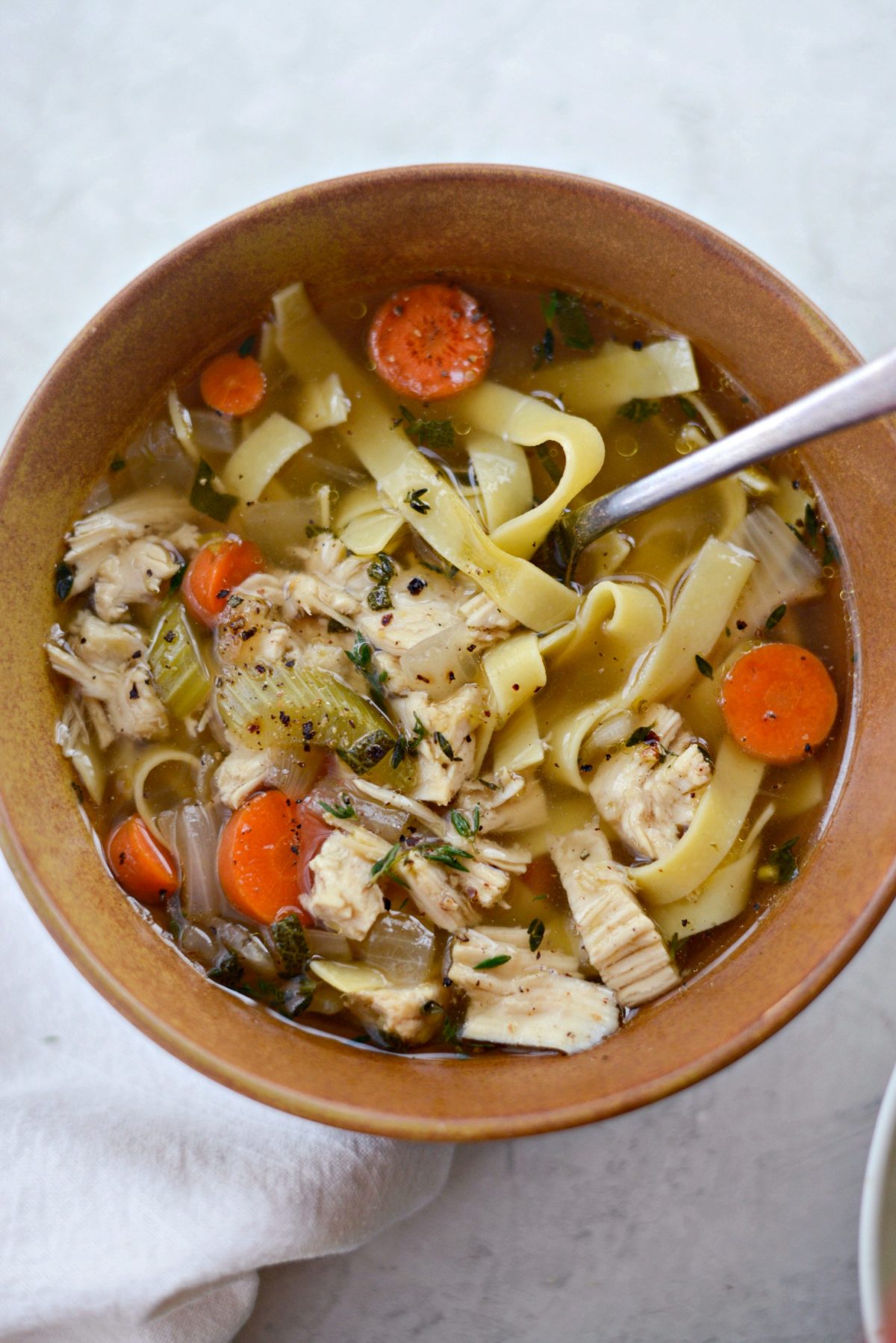 Leftover Turkey Noodle Soup with spoon