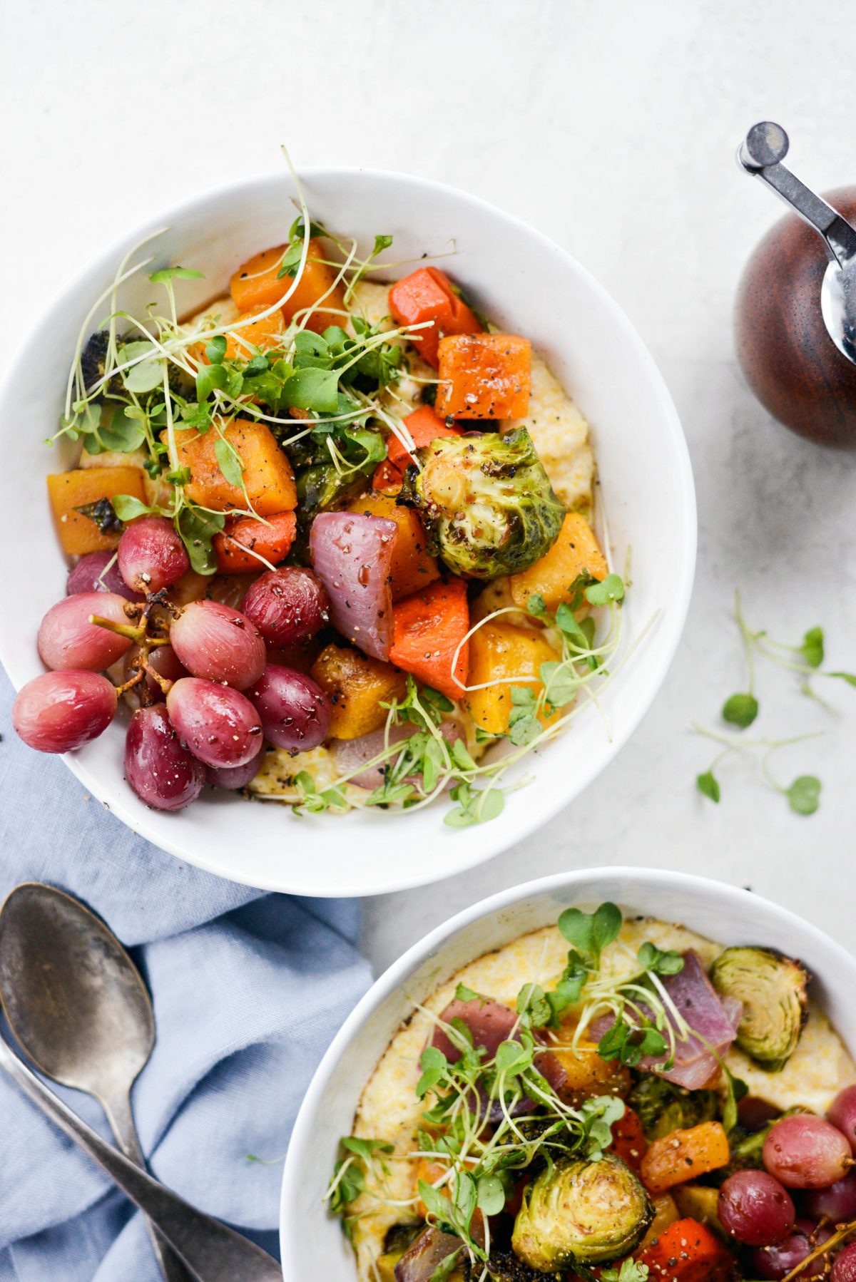 Roasted Honey Balsamic Fall Medley over Goat Cheese Polenta