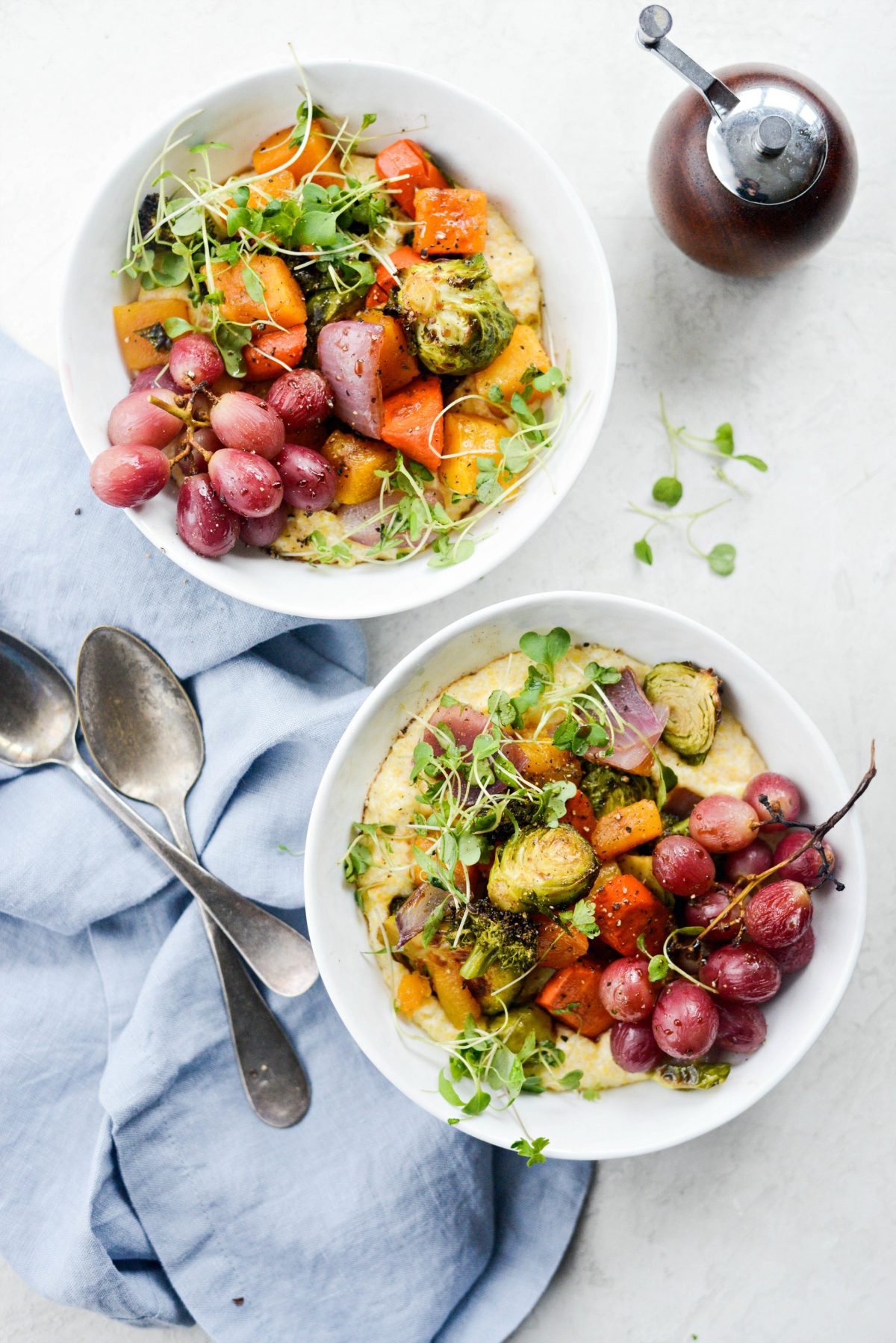 Roasted Honey Balsamic Fall Medley over Goat Cheese Polenta