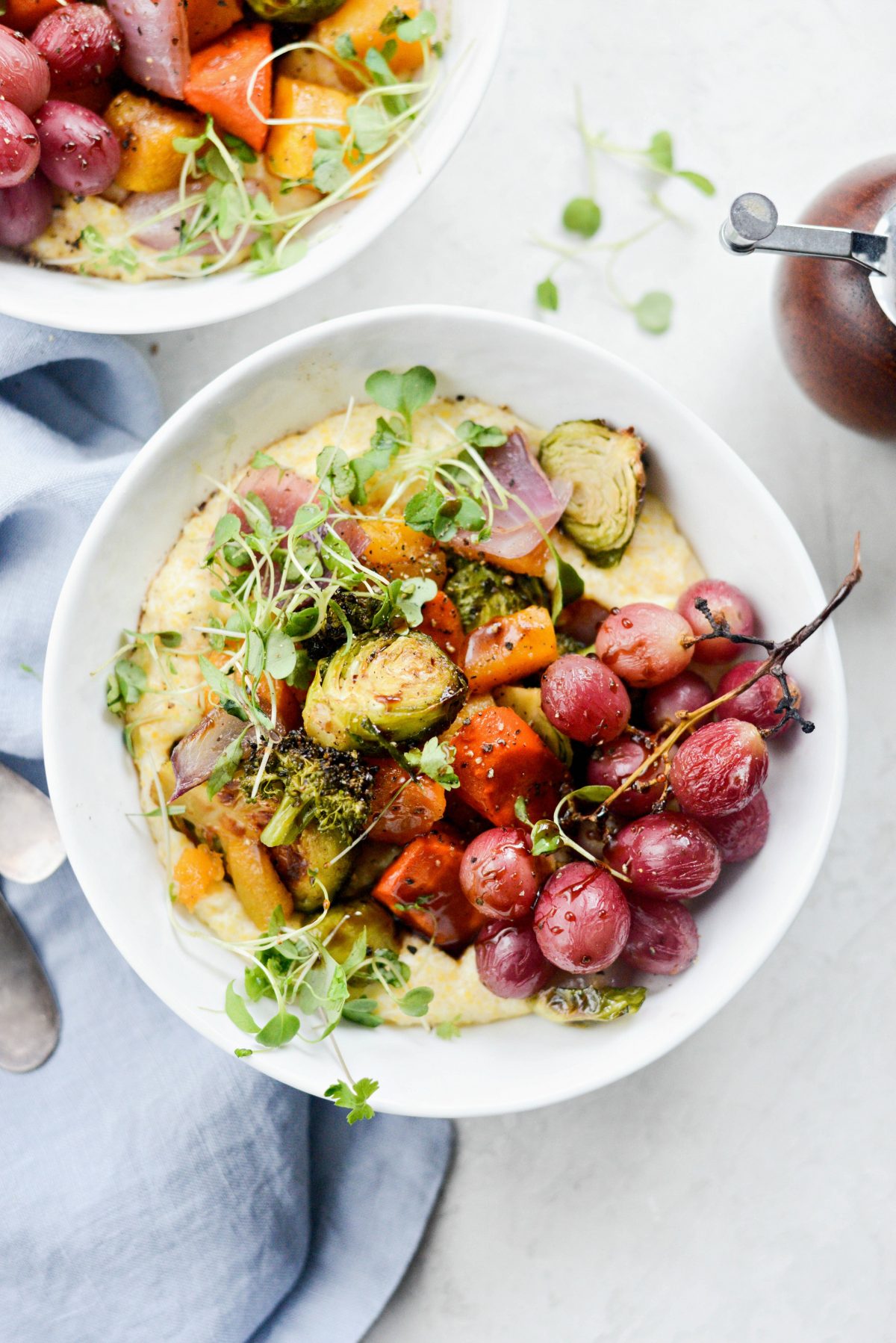 Roasted Honey Balsamic Fall Medley over Goat Cheese Polenta