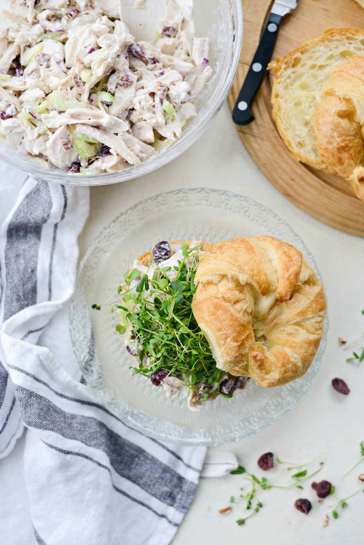 Roasted Turkey Cranberry Salad with Greek Yogurt Dressing on a croissant