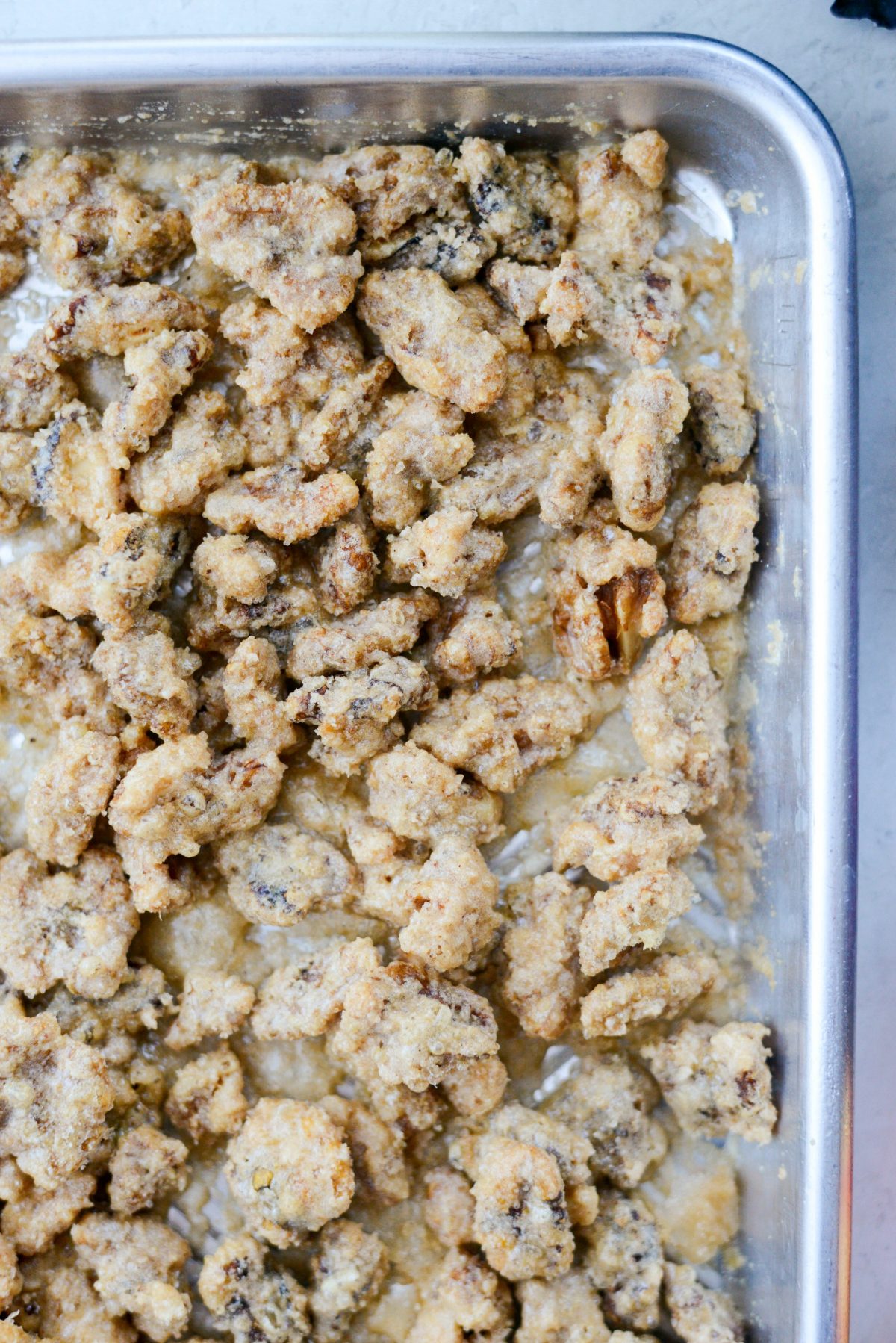 Candied Walnuts on baking sheet