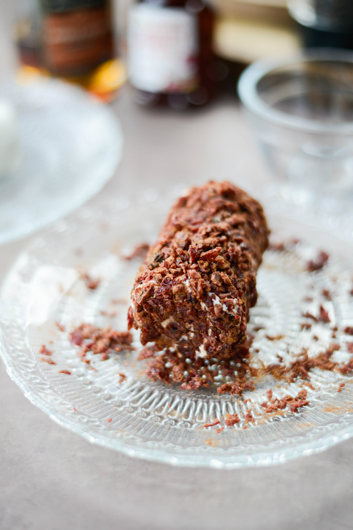 goat cheese rolled in cinnamon and then chopped cranberries