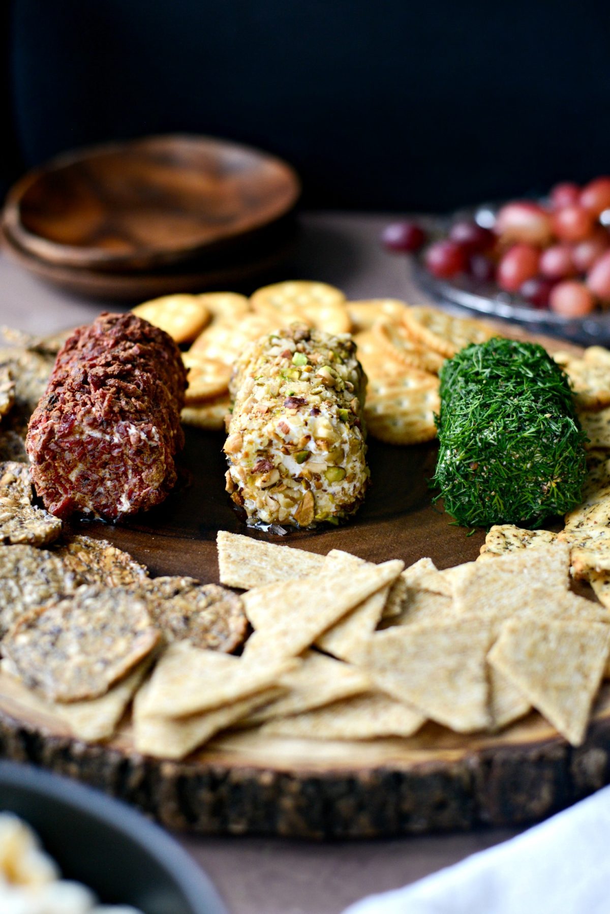 Christmas Goat Cheese Trio on wooden platter