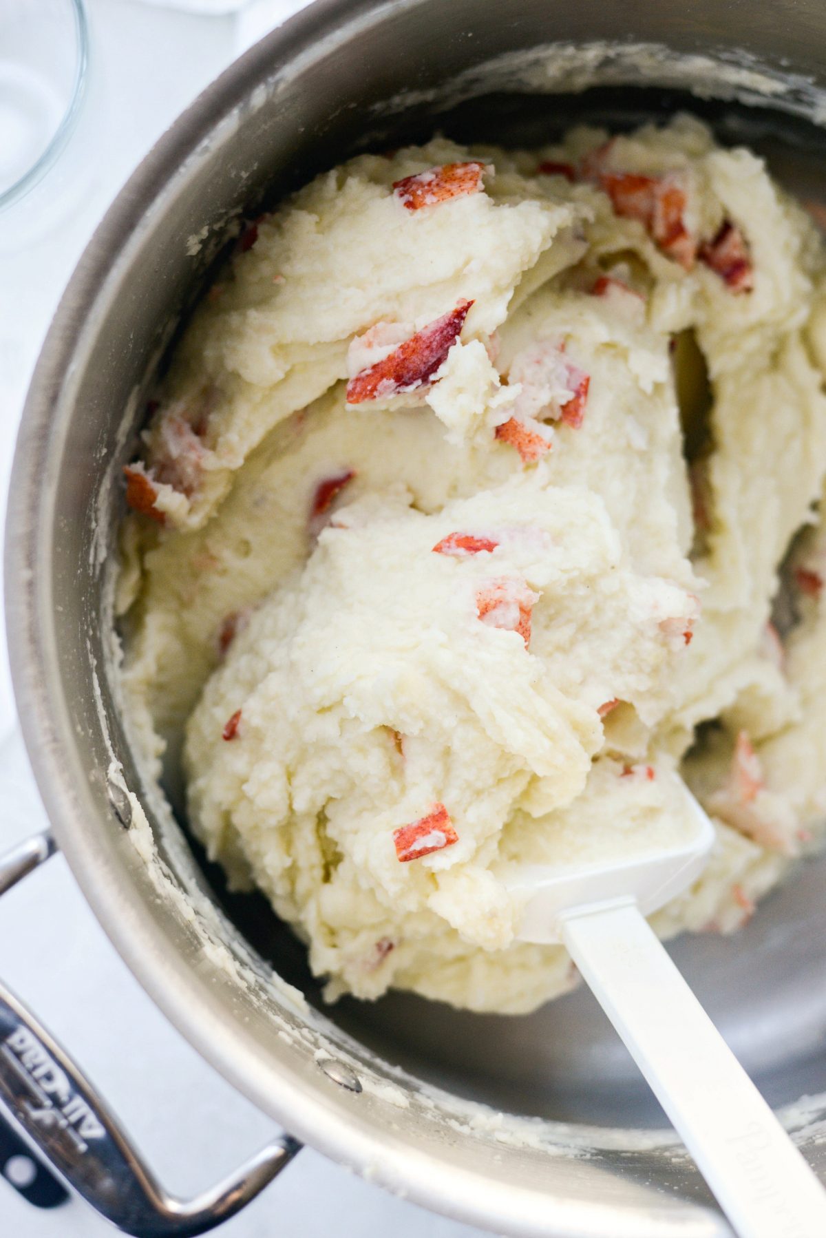 Lobster mixed into mashed potatoes