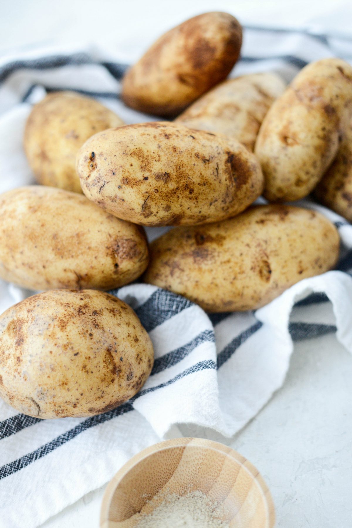 wash russet potatoes or use Yukon Golds 