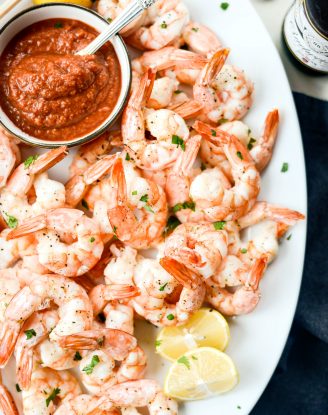 Roasted Shrimp with Homemade Cocktail Sauce l SimplyScratch.com #shrimp #cocktail #easy #appetizer #homemade #holiday #food