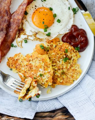 Cauliflower Breakfast Hash Browns l SimplyScratch.com